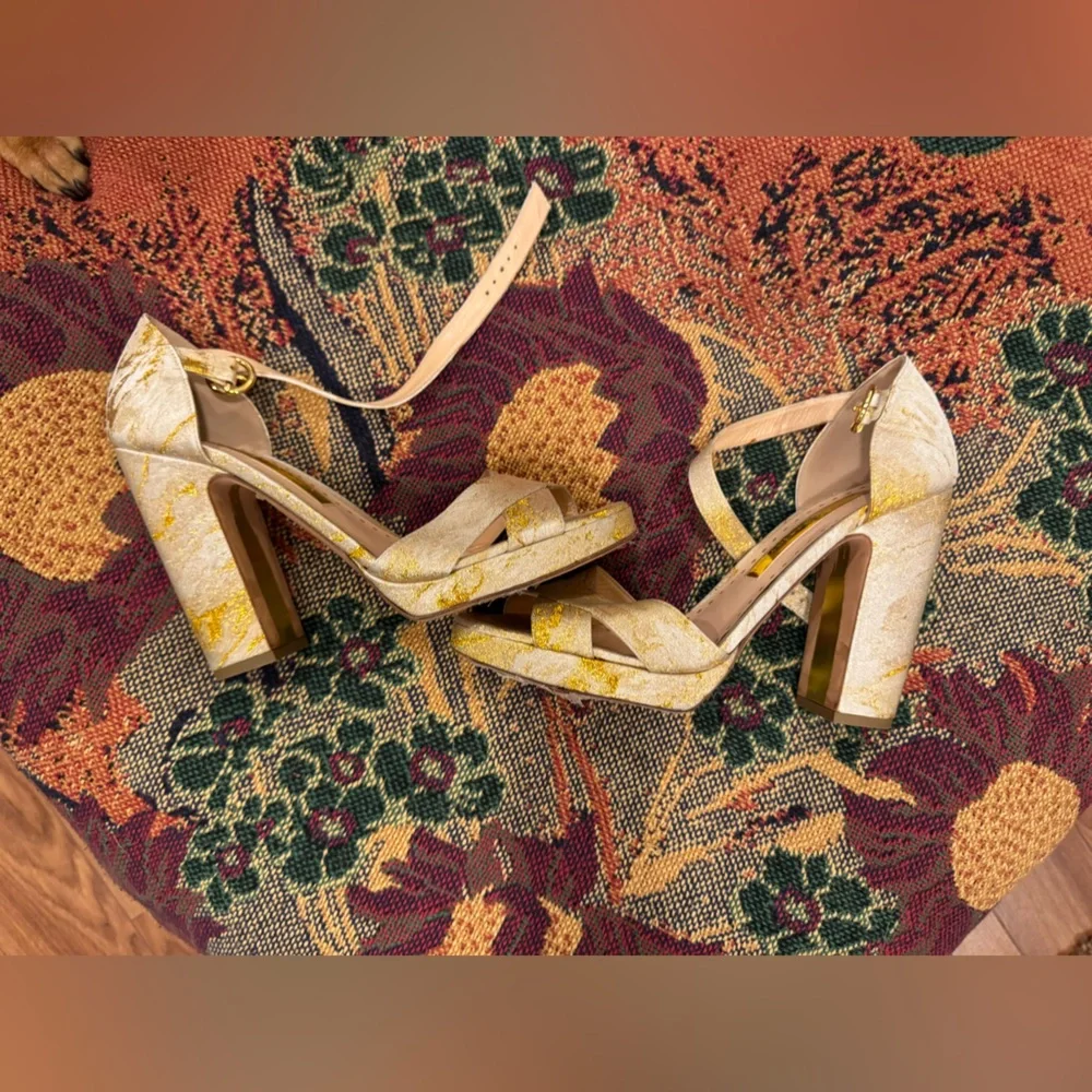 Rupert Sanderson Metallic Pink and Gold Heels Size 39 - Picture 2 of 7